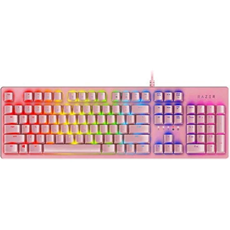 Razer Huntsman V2 Tenkeyless (Red Switch) - Optische Gaming-Tastatur ohne Ziffernblock (Lineare Optische Switches, Doubleshot PBT-Tastenkappen, Handballenauflage) QWERTY US-Layout | Quartz Pink – Bild 1