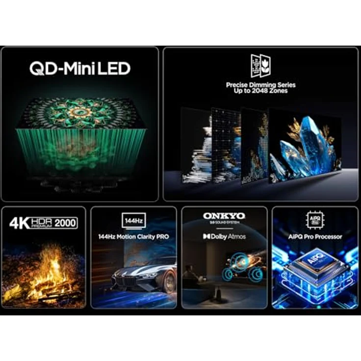 TCL 50Q7C 55 Zoll QD-Mini LED Fernseher, 4K HDR Premium 2000, Smart Google TV, Dolby Vision IQ & Atmos, HVA-Panel, 144Hz Motion Clarity Pro, Game Master – Bild 4