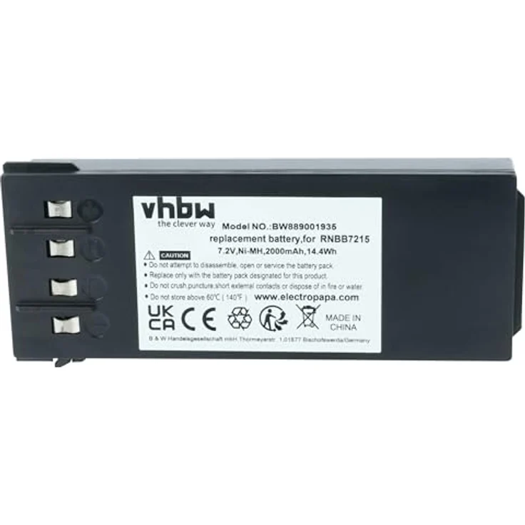 vhbw Akku kompatibel mit NBB Nano-M, Hochleistungs-NiMH-Akku mit 2000 mAh und 7,2 Volt – Bild 3
