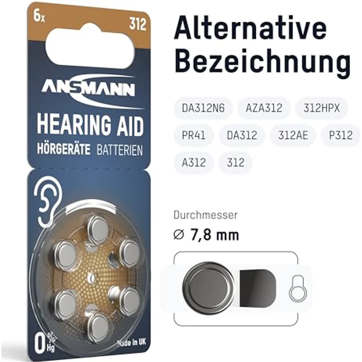 ANSMANN Typ 312 Hörgerätebatterien Braun 120 Stück - P312 ZL3 PR41 – Bild 2