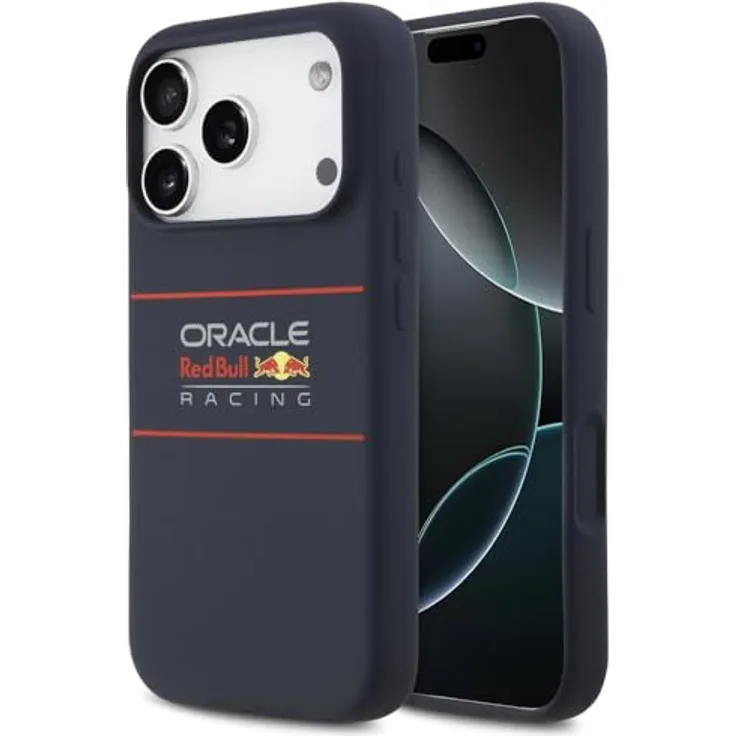 Red Bull Silicone Horizontal Centered Logo MagSafe Case für iPhone 17 Pro, Smartphone Hülle in Navy Blue