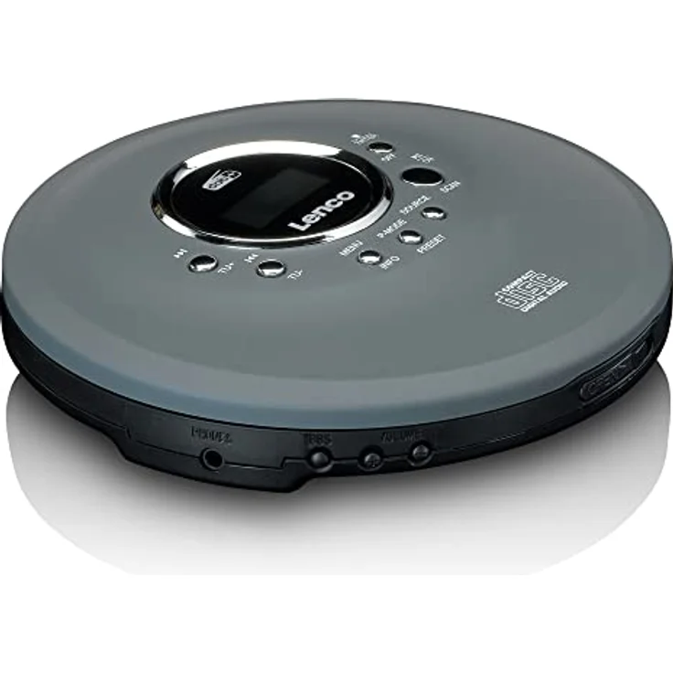 Lenco CD-400 - Tragbarer CD-Player - Discman - DAB+ Radio - CD, CD-R/RW, MP3-Player - Senderspeicher - Hörbuchfunktion - Antishock - integrierter Akku 1000mAH - Grau – Bild 2
