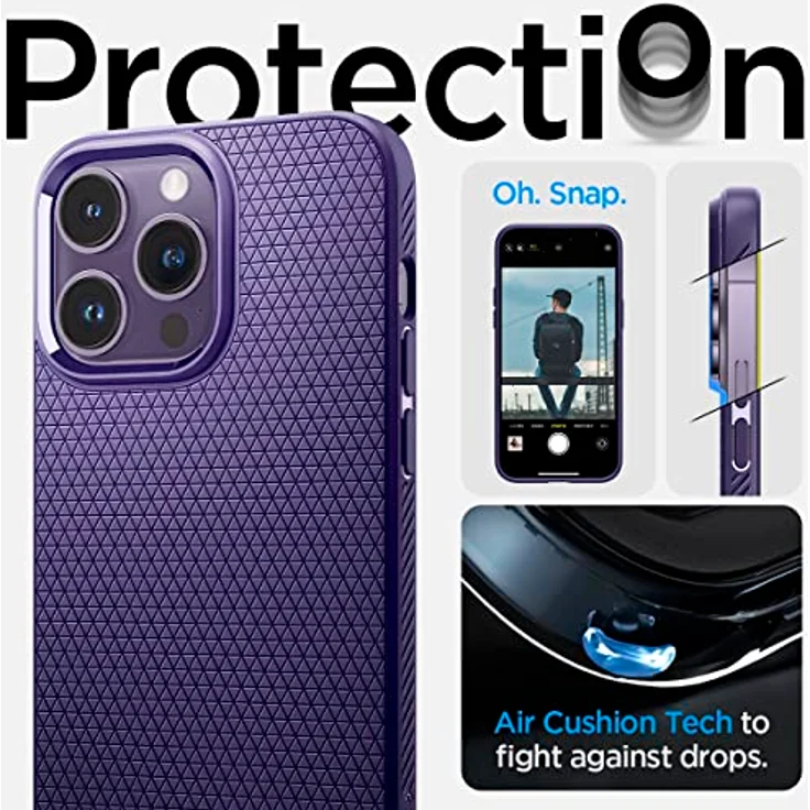 Spigen Liquid Air Hülle Kompatibel mit iPhone 14 Pro -Deep Purple Gemustertes TPU, Air Cushion Technologie, Schutzrand für Kamera – Bild 5