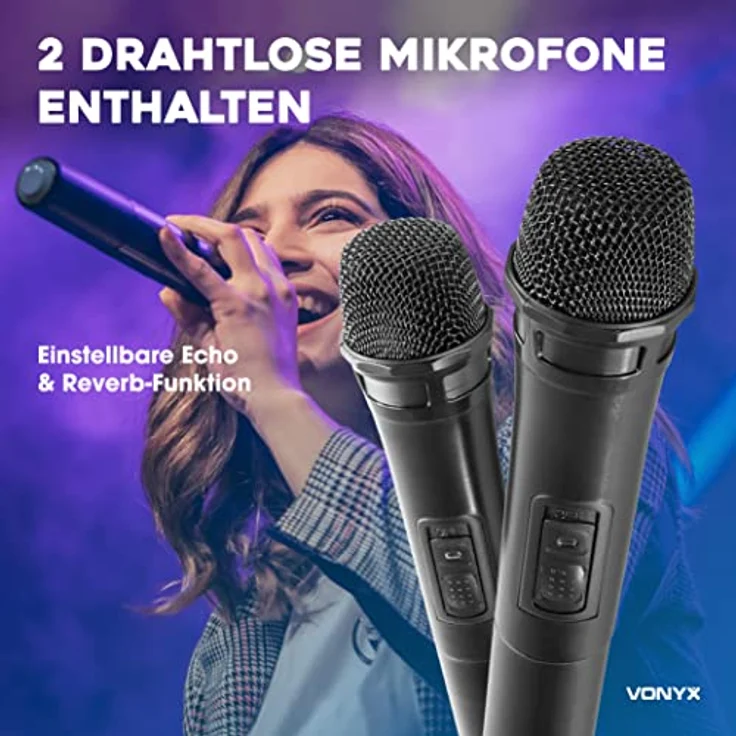 Vonyx VSA500 Tragbares Akku PA-System mit 800 W Leistung, Bluetooth 5.0, 2 UHF-Mikrofonen und 8 Stunden Akkulaufzeit – Bild 6