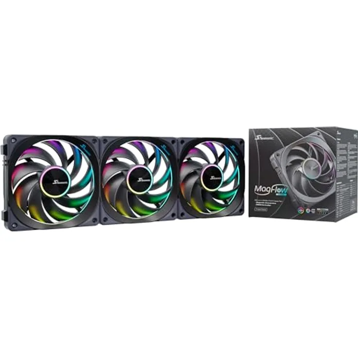 Seasonic Lüfter MagFlow 1225PWM ARGB 120*120*120 3-Fan Kit, PC Gehäuselüfter, Schwarz