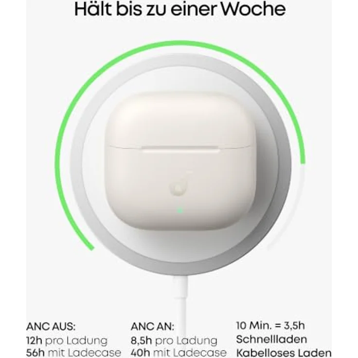 Anker Innovations soundcore by Anker P42i, In-Ear kabellose Noise Cancelling Kopfhörer mit adaptivem ANC und Hi-Res Audio – Cremweiß – Bild 7