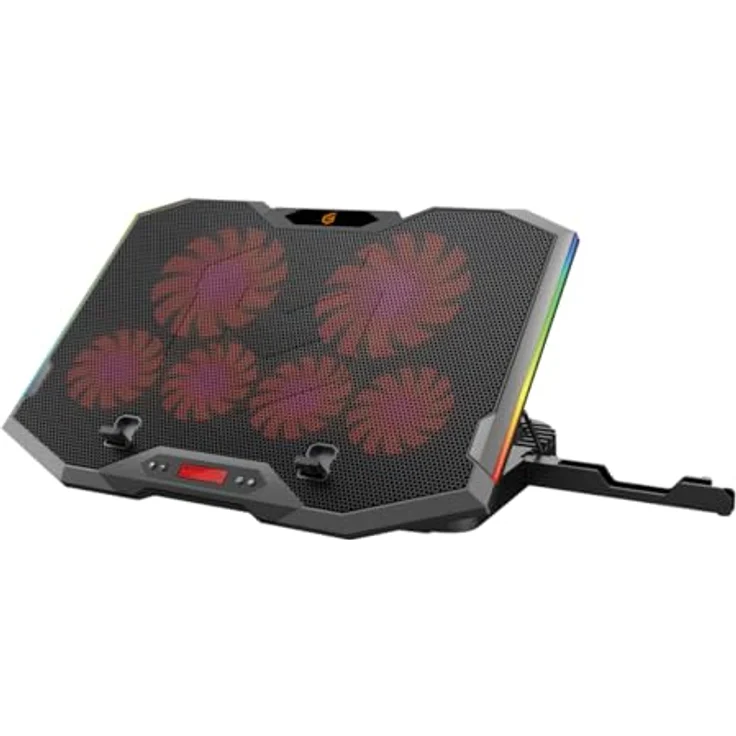 Conceptronic THYIA01B ERGO Gaming-Notebook Kühlständer mit 6 Lüftern, einstellbare Lüftergeschwindigkeit und RGB-Lichtmodus, Smartphone Ständer, 5-stufig höhenverstellbar, (17.0") – Bild 1