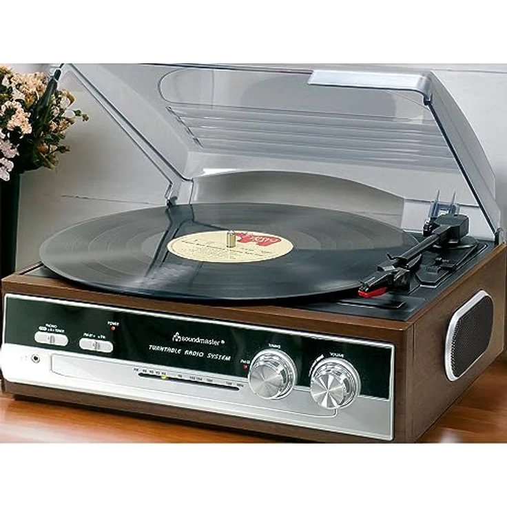 Soundmaster PL186H Plattenspieler mit Radio und Kopfhörerbuchse braun – Bild 2
