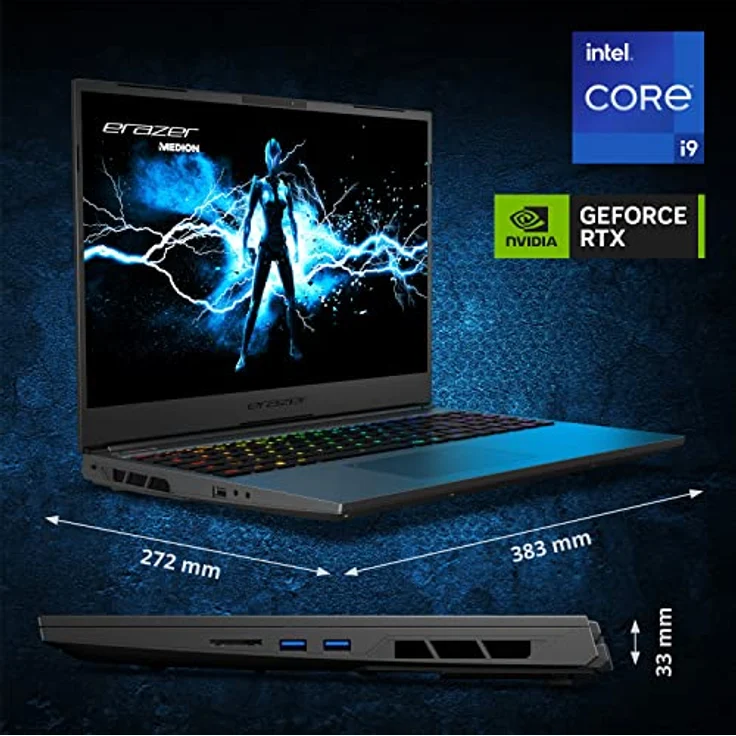 ERAZER Major X20 40,6 cm (16" Zoll 240Hz 100% sRGB) QHD+ Gaming Laptop (Intel Core i9-14900HX, 32GB DDR5 RAM, 2TB PCIe SSD, GeForce RTX 4070 8GB GDDR6, Win 11 Home) – Bild 2