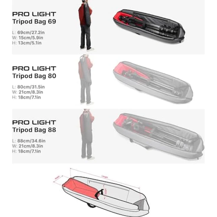 Manfrotto Pro Light Tripod Bag 69, Gepolsterte Tasche für Stative bis 69 cm, Verstärkter Schutz, Schultergurt und Doppelgriffe für Foto & Video – Bild 5