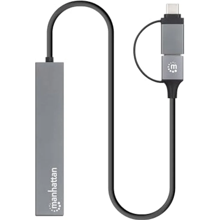 Manhattan 181006 USB 3.0 Hub, 4-Port Typ-C/Typ-A, Space Grau, SuperSpeed mit 5 Gbit/s Übertragung – Bild 4