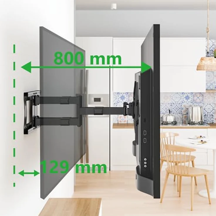 XTRARM TiTon Double 80 cm TV-Wandhalterung, schwenkbar, neigbar, rotierbar, TV 80kg VESA max.600x400, schwarz – Bild 5
