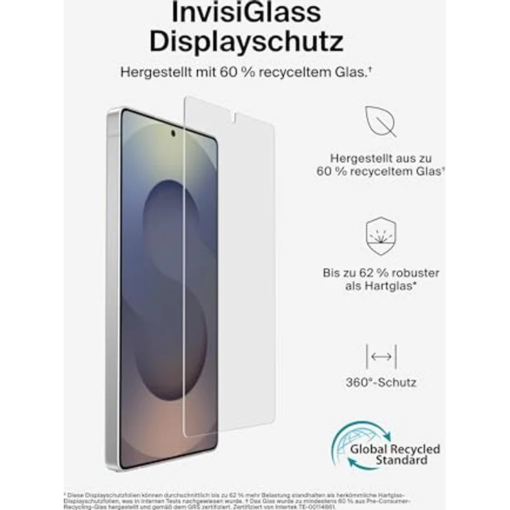 Belkin ScreenForce InvisiGlass Panzerglas für Samsung Galaxy S25 Ultra, antimikrobielle, kratzfeste Displayschutzfolie mit Positionierungsschale - Recyceltes Glas, Härtegrad 9H – Bild 3