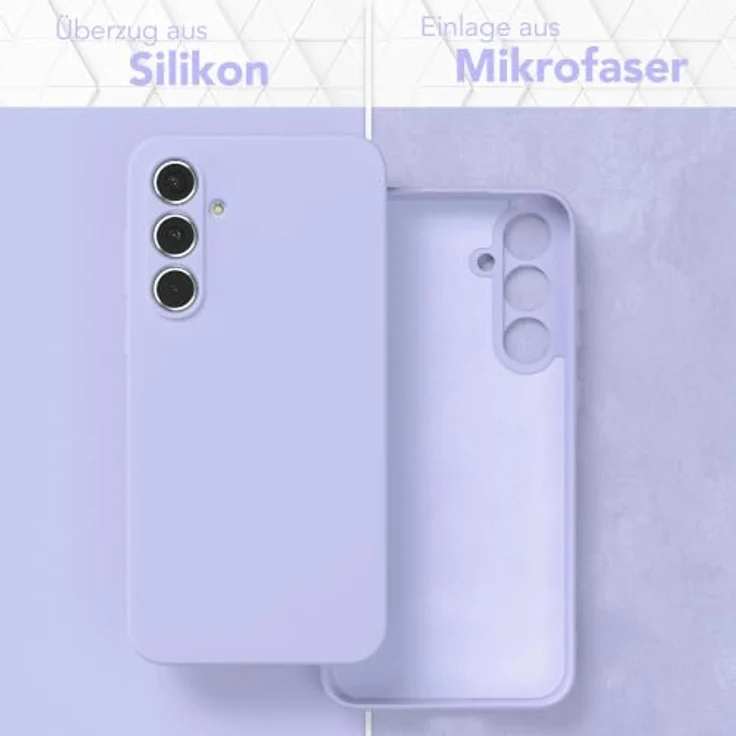 EAZY CASE Silikonhülle für Galaxy A55, dünn und stoßfest mit Kameraschutz, TPU Case in Lavendel Blau – Bild 3