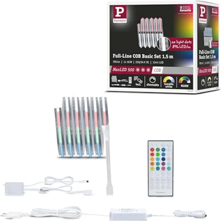 Paulmann 71197 MaxLED 500 LED Strip RGBW 1,5m 10W 530lm, m 896 LEDs, m RGBW 24VA - Komplettes RGBW Lichtset mit Flexibler Erweiterungsmöglichkeit – Bild 1