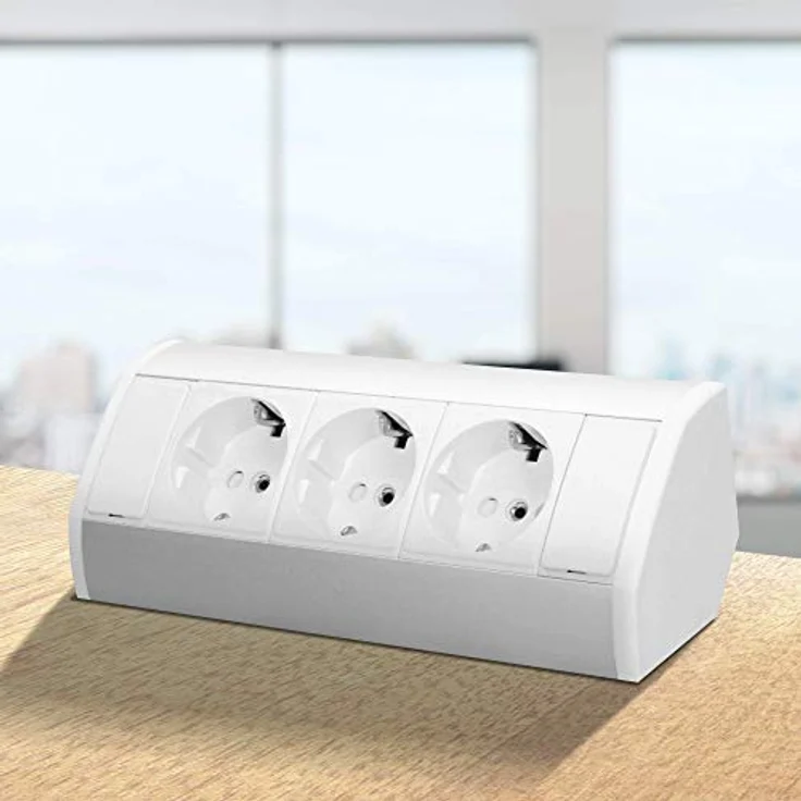 Orno Möbelsteckdose 3x2P + Z, Schuko Steckdosenleiste in Weiss und Silber, 0.60 m Länge, ideal für Smart Home – Bild 5