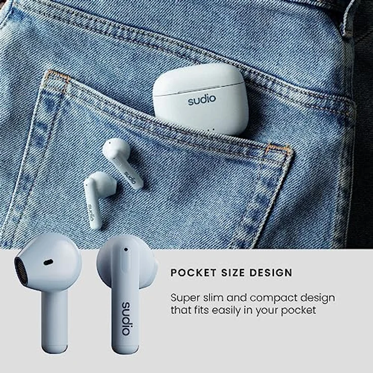 Sudio A1BLU, True Wireless Stereo Kopfhörer mit IPX4 Wasserfestigkeit, Bluetooth und USB Typ-C, Blau – Bild 7