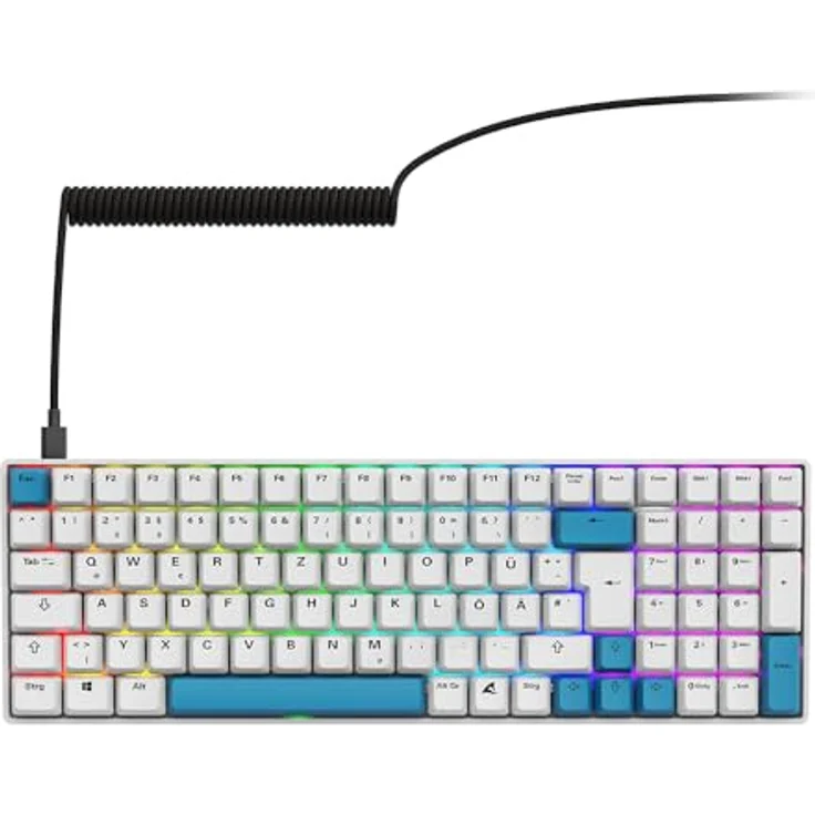 Sharkoon SGK50 S2 PBT Weiß, RGB, Gateron GPRO Gelb - Gaming-Tastatur mit Gateron GPRO Gelb Schaltern und PBT-Tastenkappen – Bild 2