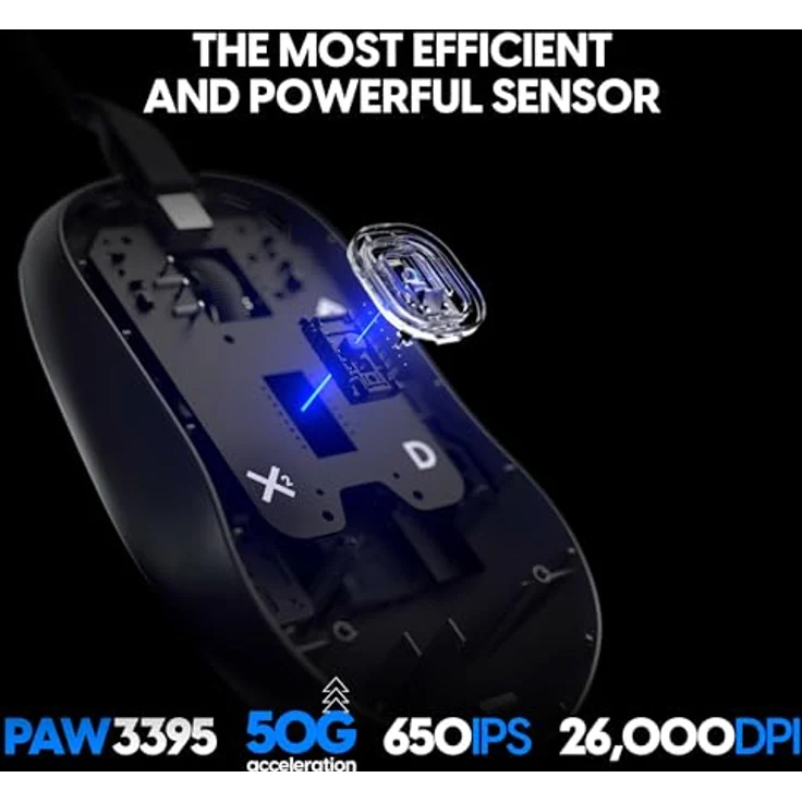 Pulsar Gaming Gears X2H Wired Gaming-Maus, ergonomisches Design mit PAW3395-Sensor, ultraleicht, schwarz – Bild 6