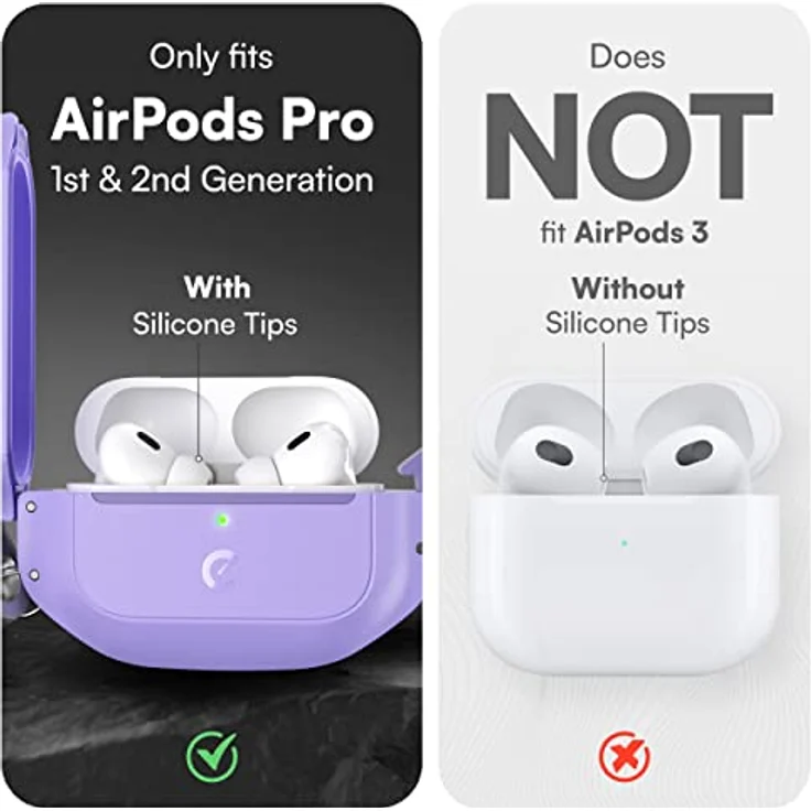 KeyBudz ElementProof für AirPods Pro 2 Case mit Schloss, vollständig wasserdichtes AirPods Pro Etui 2. Generation, robuster Schutz, Hartschalenhülle, Karabiner für AirPods Pro 1 & 2 - Lila Lavendel – Bild 2