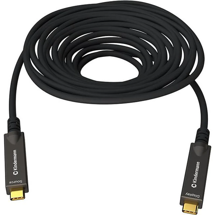 Kindermann USB-C AOC Full Feature Kabel St/St, 5m für verlustfreie 4K60 Videoübertragung und maximale Kompatibilität für interaktive Touchdisplays