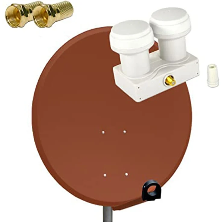 PremiumX SAT Anlage 80cm Aluminium, Single Monoblock, Ziegelrot, für Astra und Hotbird Empfang – Bild 1