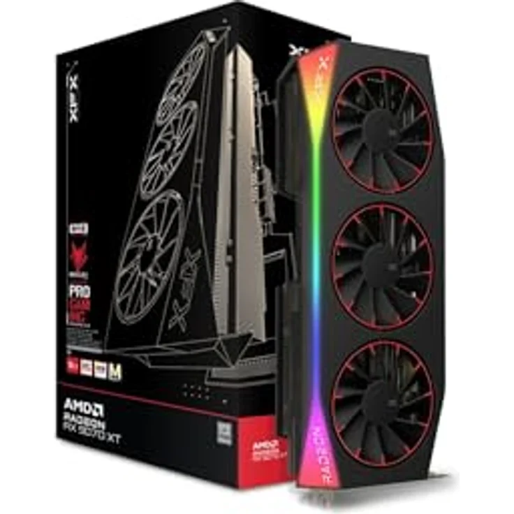 XFX Mercury AMD Radeon RX 9070XT OC Magnetic Air Edition Grafikkarte mit RGB 16GB GDDR6 HDMI 3xDP, AMD RDNA™ 4 (RX-97TMARGB9) – Bild 1
