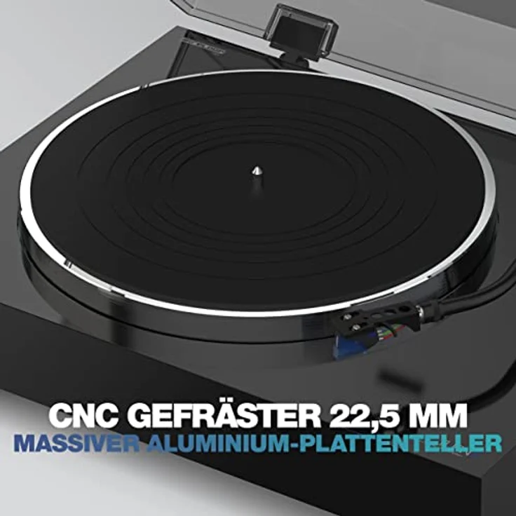 Reloop Turn X - Premium HiFi-Plattenspieler inkl. Ortofon 2M Blue Tonabnehmer, Super High Torque-Direktantrieb, präzise Rotationssteuerung, 3 Geschwindigkeiten, CNC-gefräster Aluminium-Druckgussteller – Bild 3