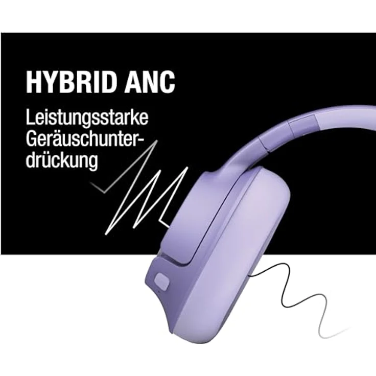 Fresh 'n Rebel Clam Fuse Bluetooth kopfhörer Over Ear mit Hybrid Active Noise Cancelling, mit ENC-Mikrofon (perfekte Anrufe), Kabellose kopfhörer mit Ambient Mode, 45h Spielzeit (Lila) – Bild 3