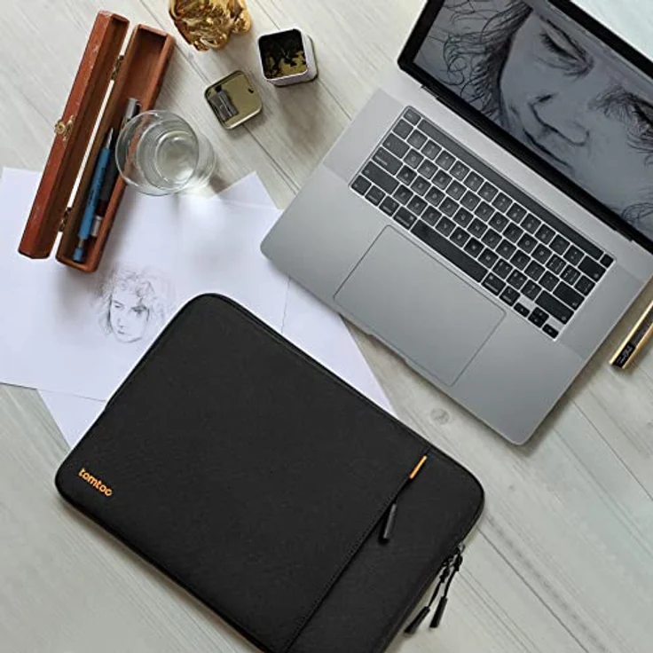 tomtoc Defender-A13, Notebooktasche für 14 Zoll MacBook Pro, Militärstandard-Schutz, aus recycelten Materialien, Schwarz – Bild 5