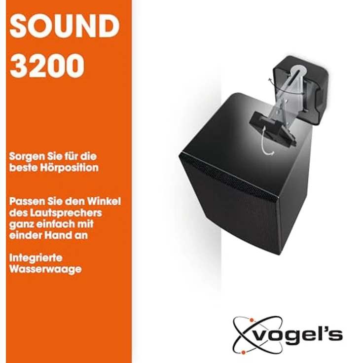 Vogel's SOUND 3200 Universeller Lautsprecher Wandhalterung 5kg, Auch geeignet für Denon Home 150, Schwarz (1x) – Bild 4