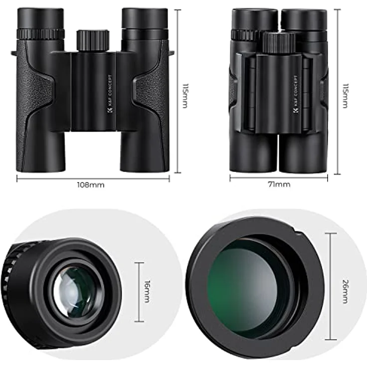K&F Concept 10x25 Kompakt Fernglas Kinder Erwachsene, BAK4 Prism + FMC Broadband Green Film, IP65 wasserdicht – Bild 3