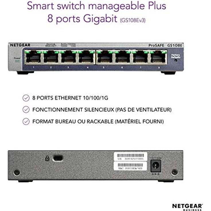 Netgear GS108EV4 8-Port Smart Managed Gigabit Switch (up to 2000 Mbps, VLAN, QoS/DOS, IGMP snooping, fanless, metal chassis) – Bild 2