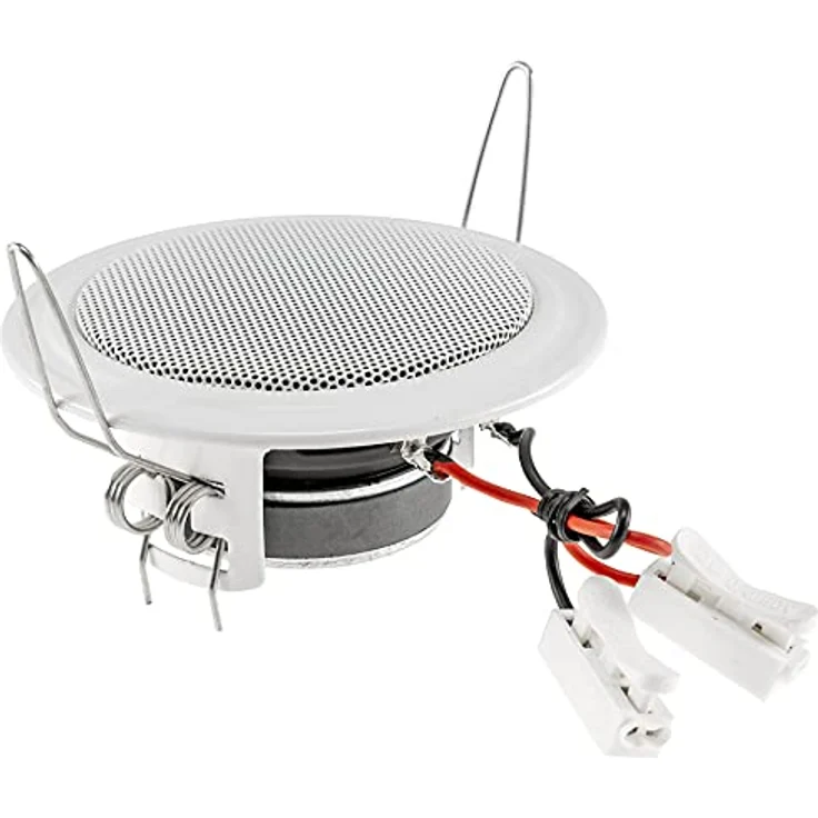Decken- & Wand Einbaulautsprecher CTE-W weiß Metallschutzgitter Halteklammern 8 Ohm einfache Montage ( 106mm, 45 Watt, weiss) Einbau-Lautsprecher - 45 Watt - weiß – Bild 2