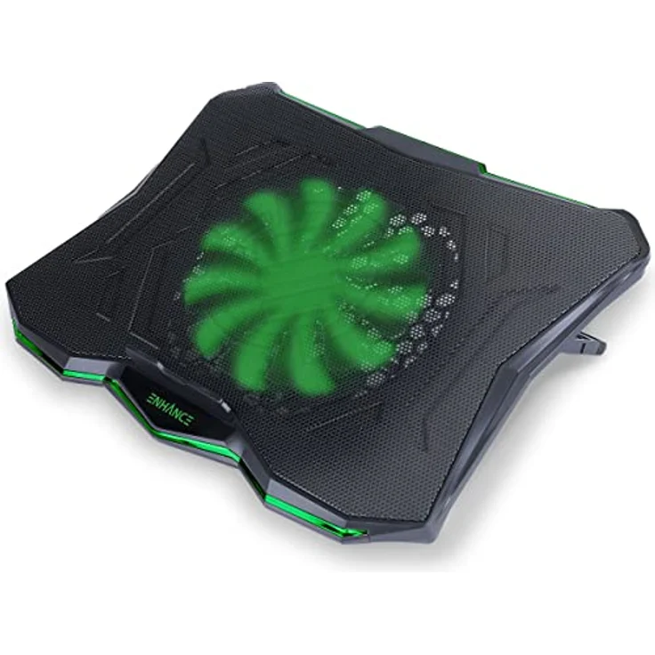 ENHANCE Gaming Laptop Kühlständer, Laptop Kühler mit 7 höhenverstellbaren Einstellungen, 800 U/min ultra leiser Lüfter & Dual USB Port für 17 Zoll Laptops, Kühlpad Grün – Bild 1