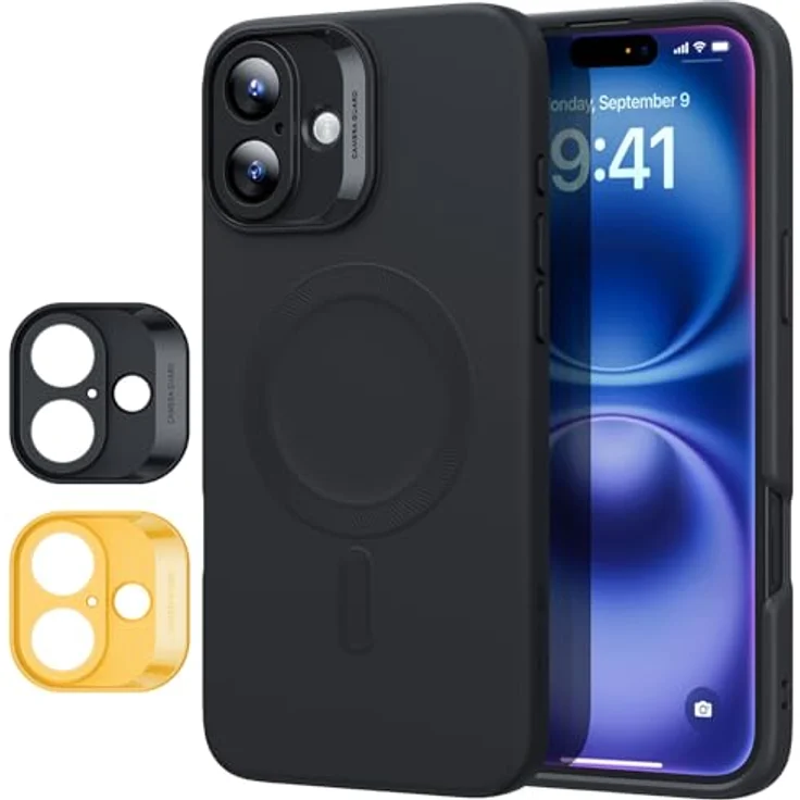 ESR iPhone 16 Hülle mit MagSafe, Stoßfest, Silikon, Schwarzes Design, Volle Display- und Kameraschutzfunktion, Weiches Mikrofaserfutter – Bild 1