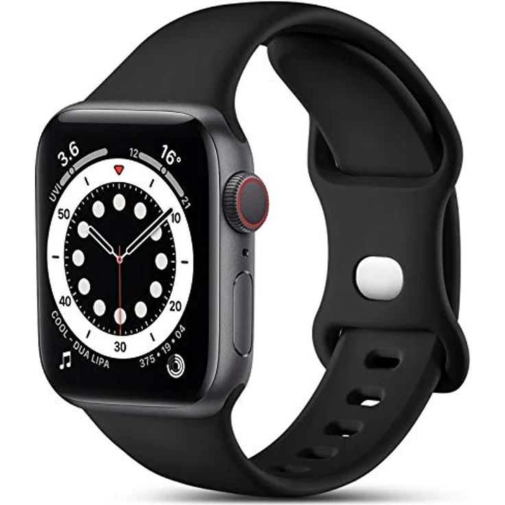 CeMiKa Silikon Sportarmband für Apple Watch, kompatibel mit 38mm-49mm, Hautfreundliches Material, Schwarz – Bild 1