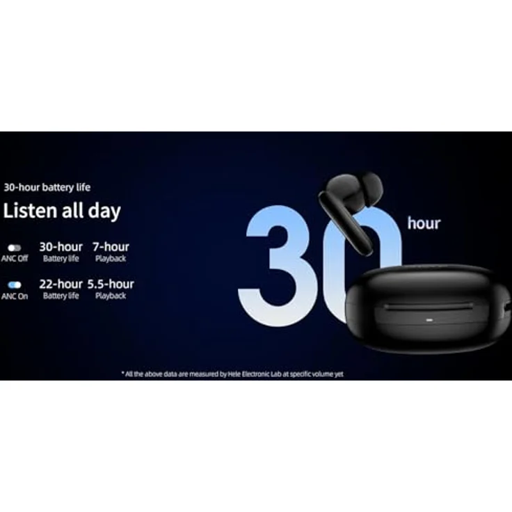 QCY T13 ANC2 In-Ear-Kopfhörer, Bluetooth 5.3 mit aktiver Geräuschunterdrückung, 30 Stunden Spielzeit, antibakterielle Ohrstöpsel, Schwarz – Bild 7