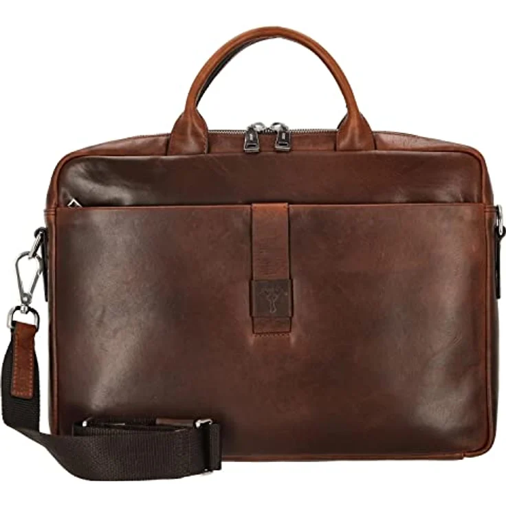 JOOP! Loreto Pandion BriefBag, edle Laptoptasche aus glattem Fettleder, braun, für A4-Unterlagen und 15,6 Zoll Laptop, mit Trolley-Aufsteckfunktion und verstellbarem Schultergurt – Bild 1