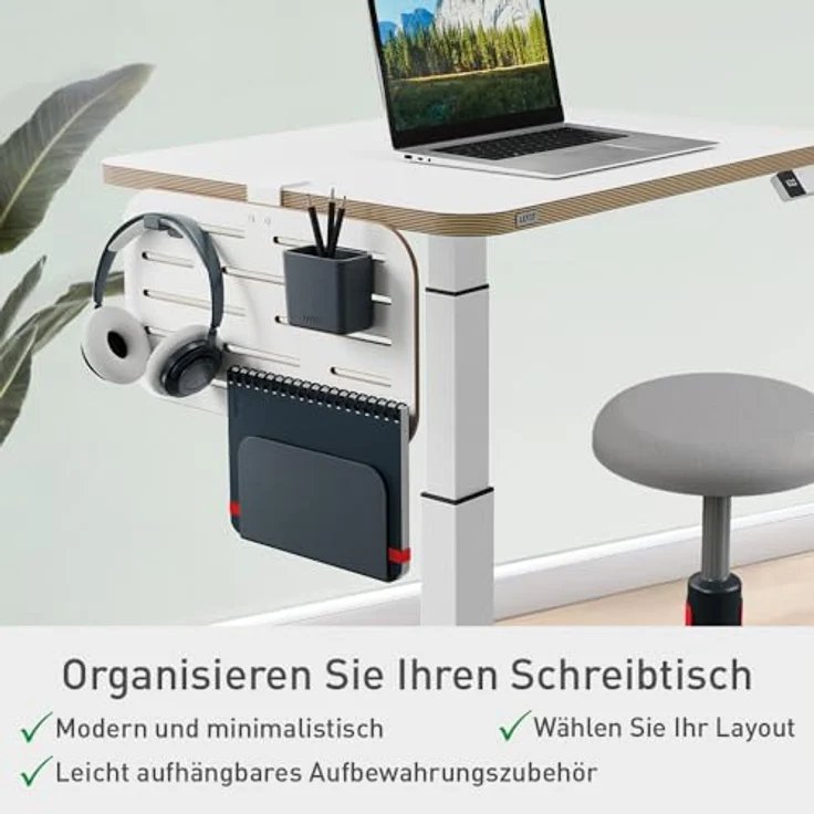 Leitz Ergo Kleiner Pegboard Schreibtisch-Organizer, Kompatibel mit Tischdicken bis 35mm, Breite Hängeschlitze, Weiß – Bild 2