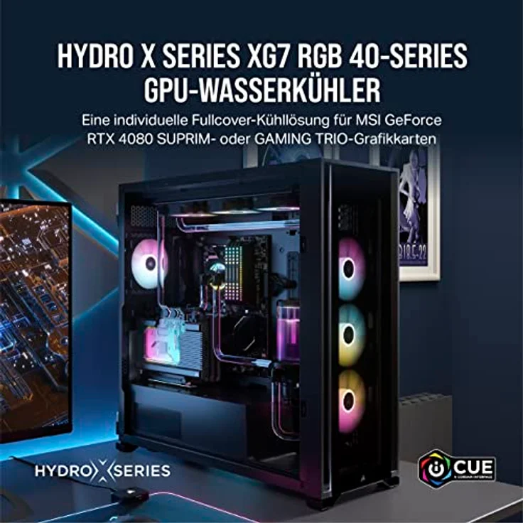 Corsair Hydro X Series XG7 RGB 4080 SUPRIM/Trio GPU Water Block - Vernickeltes Kupfer, Inkl. Backplate & ARGB Adapterkabel - Schwarz – Bild 2
