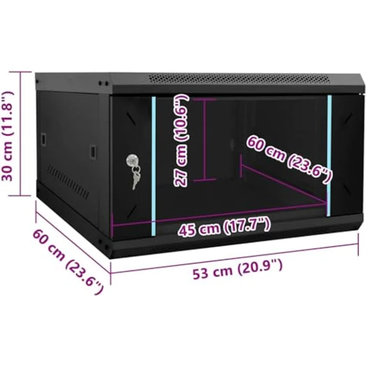 vidaXL Netzwerkschrank, Netzwerkschrank mit Speicher, Schwarz, 53 x 60 x 30 cm, Stahl – Bild 2