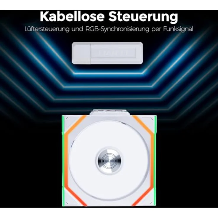 Lian Li UNI FAN SL Wireless LCD Lüfter, ARGB, PWM - Reverse Blade, 120 mm, weiß - Hochleistungs-Gehäuselüfter mit kabelloser Synchronisation und RGB-Effekten – Bild 4
