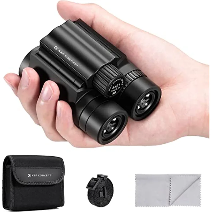 K&F Concept 8x21 Kompaktes Ferngläser für Kinder und Erwachsene, mit BAK4 Prisma, FMC Objektiv, IP65 Wasserdicht & Nackenriemen - Weitwinkel, BAK4 Prisma, FMC Beschichtung