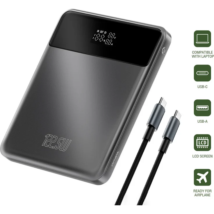 4Smarts Powerbank Enterprise Slim, 122.5W Akkupack mit 2 USB-C und 2 USB-A Ports