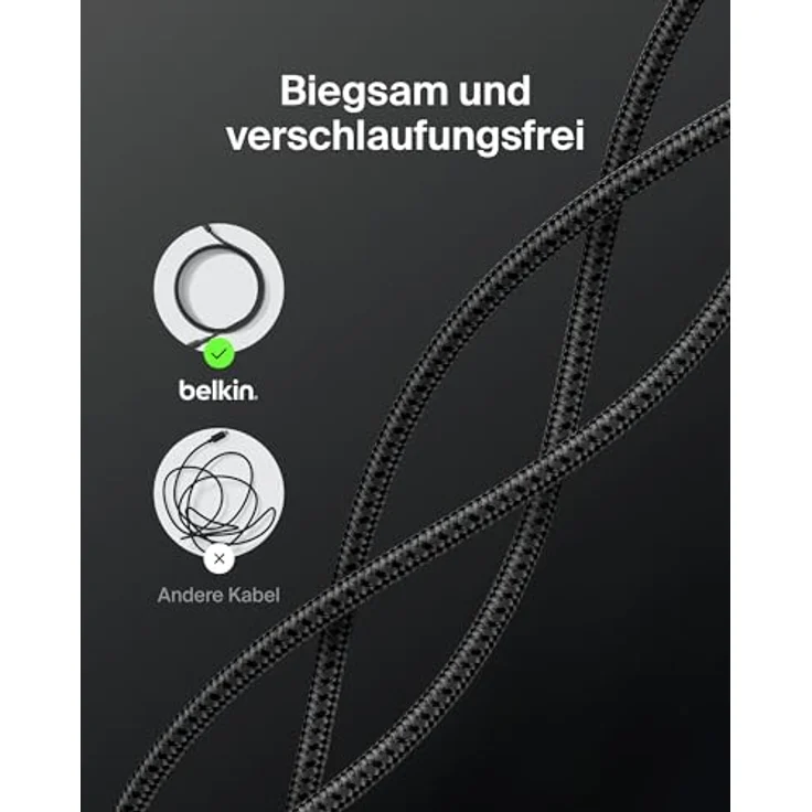 Belkin CAB026hq1M, geflochtenes USB-C auf Micro-USB-Kabel, 1 m, bis zu 15 W Ladeleistung, universelle Kompatibilität – Bild 6