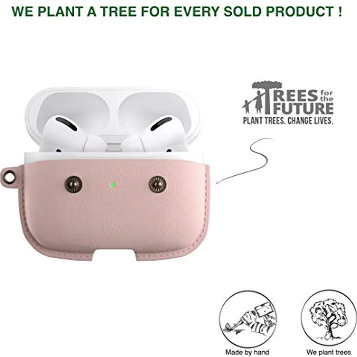 Woodcessories - AirPods Pro Leder Hülle mit Halskette, AirCase (Rose Nude) – Bild 4