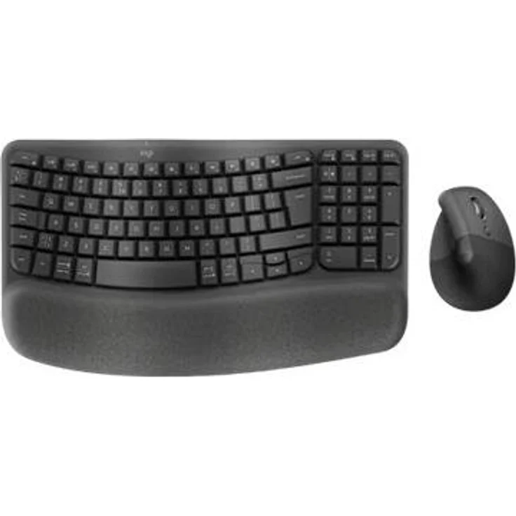 Logitech Wave Keys und Lift Set, Ergonomische Tastatur und vertikale Maus für natürliche Körperhaltung, schwarz