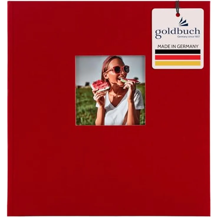 goldbuch Fotoalbum mit Fensterausschnitt, Bella Vista, 30 x 31 cm, 60 weiße Seiten mit Pergamin-Trennblättern, Leinen, Rot, 27890 – Bild 2