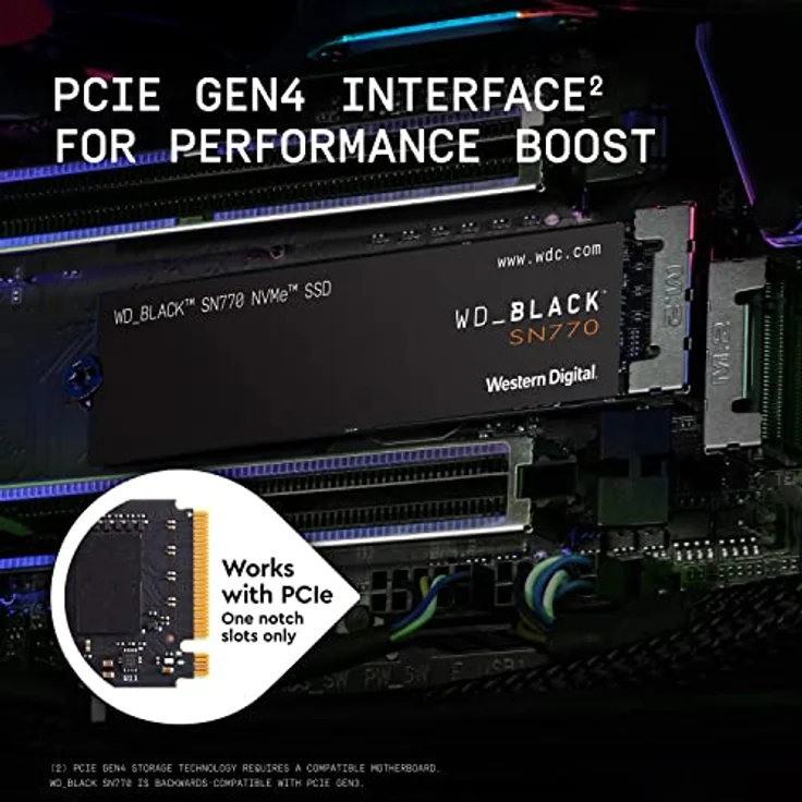WD Black SSD SN770 NVMe 1TB PCIe Gen4 16GT-s M.2 2280 – Bild 3